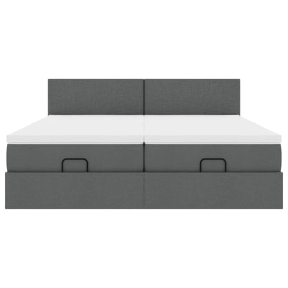 vidaXL Ottoman-Bett mit Matratzen Dunkelgrau 160x200 cm Stoff