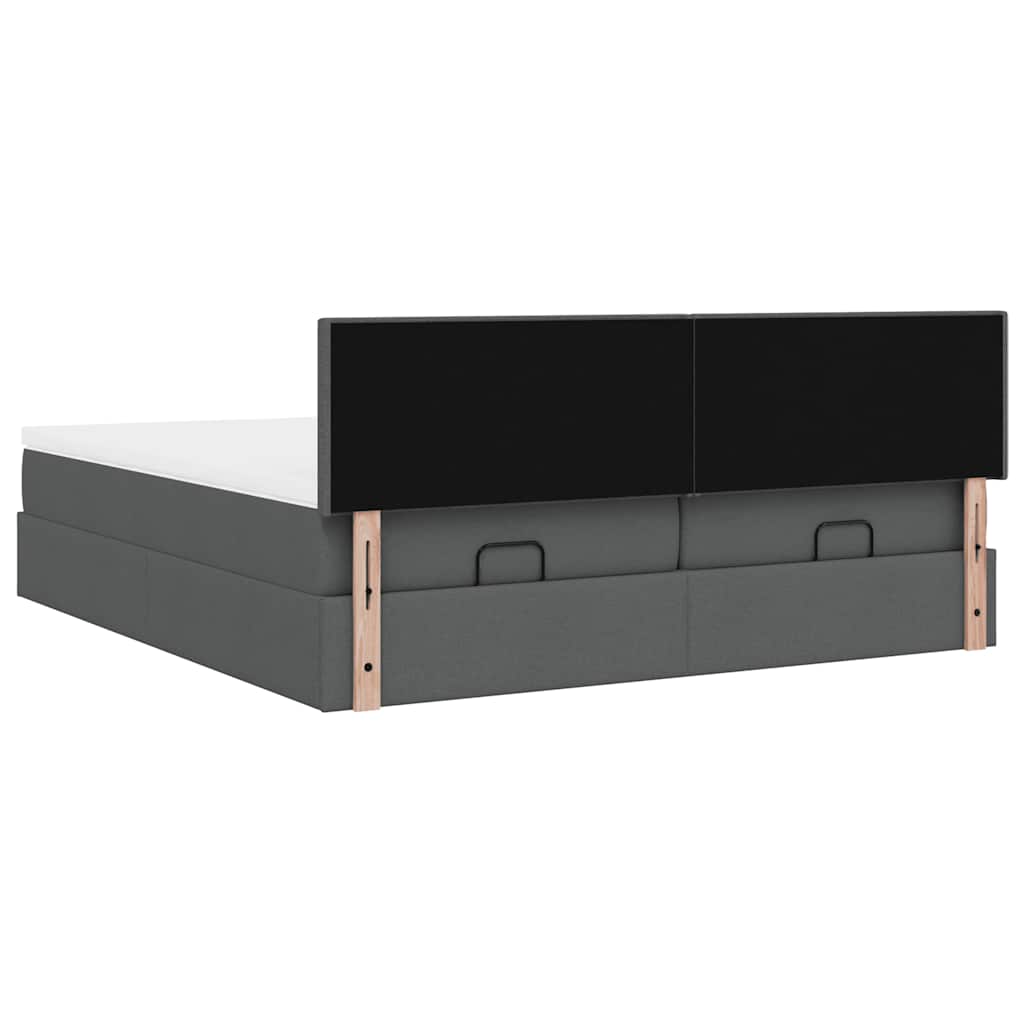 vidaXL Ottoman-Bett mit Matratzen Dunkelgrau 160x200 cm Stoff
