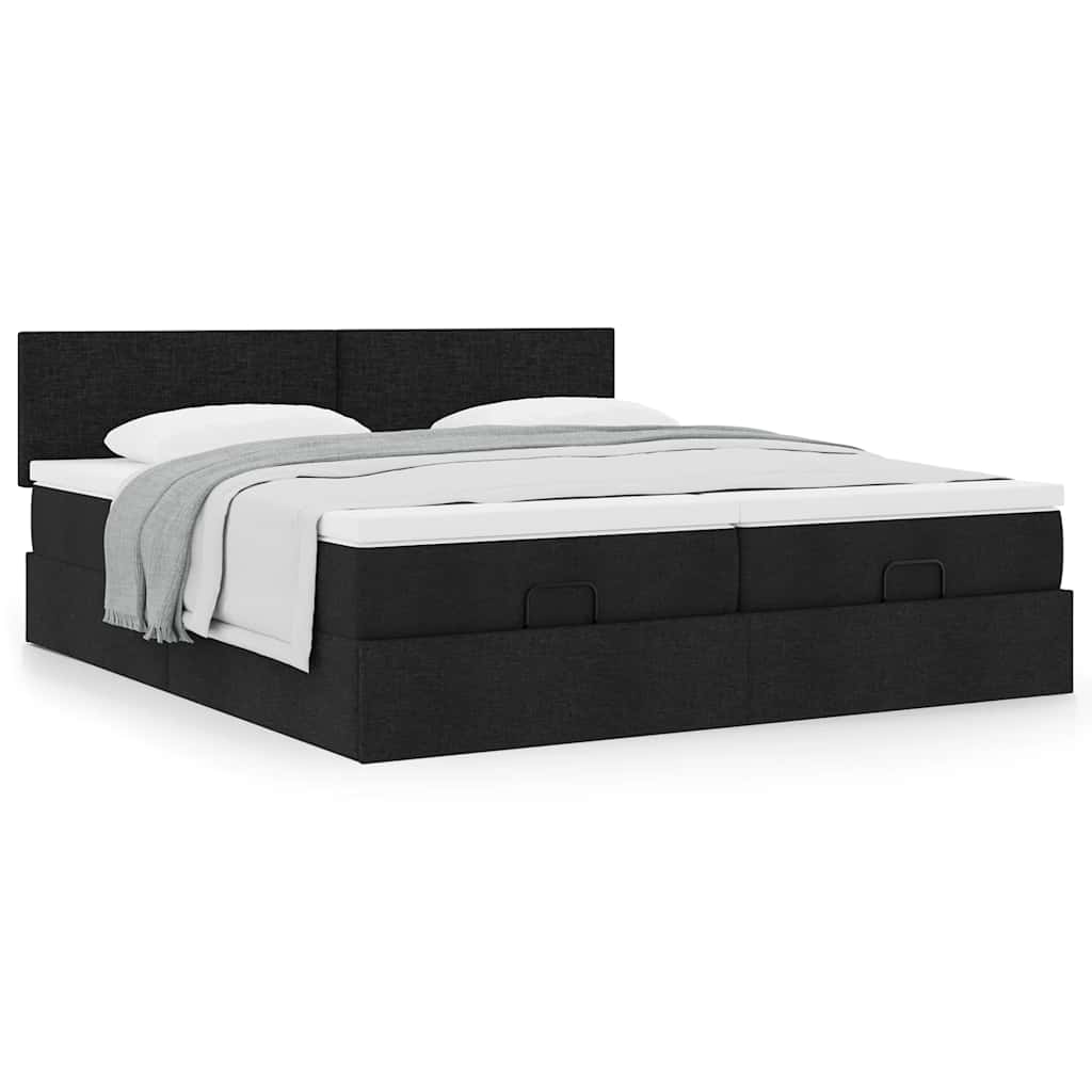 vidaXL Ottoman-Bett mit Matratzen Schwarz 160x200 cm Stoff