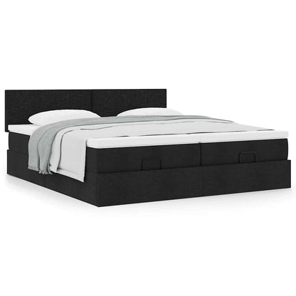 vidaXL Ottoman-Bett mit Matratzen Schwarz 160x200 cm Stoff