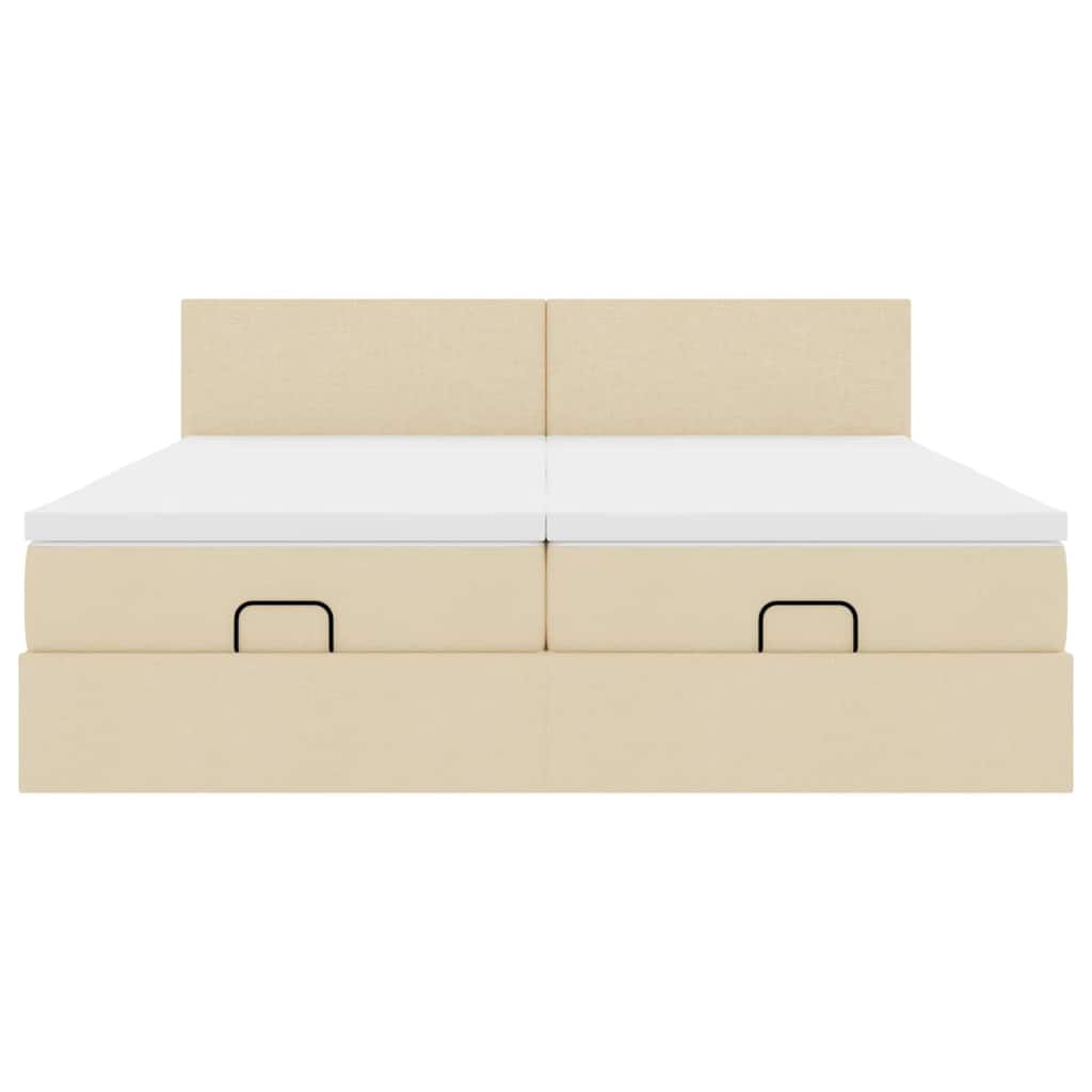 vidaXL Ottoman-Bett mit Matratzen Creme 160x200 cm Stoff