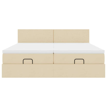 vidaXL Ottoman-Bett mit Matratzen Creme 160x200 cm Stoff