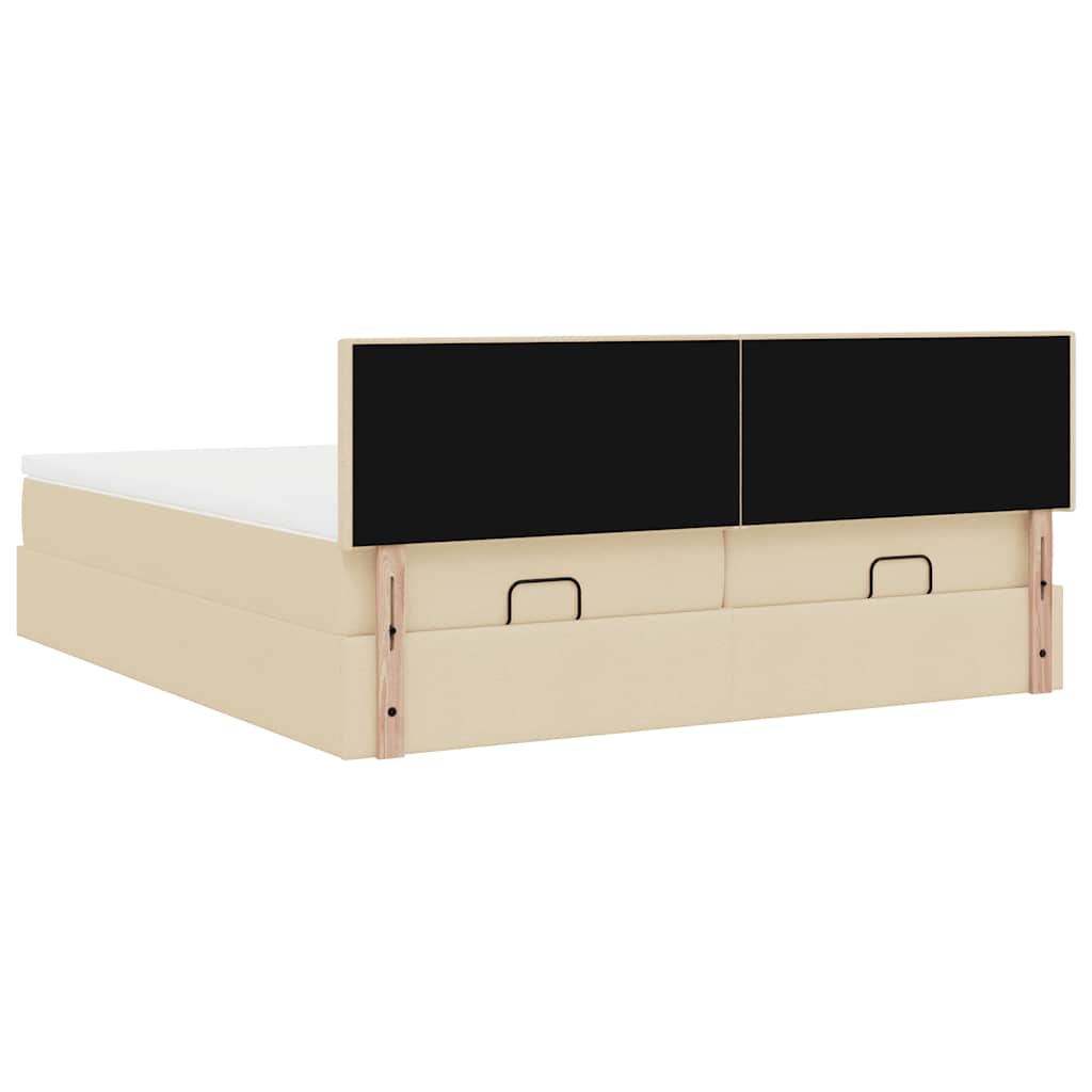vidaXL Ottoman-Bett mit Matratzen Creme 160x200 cm Stoff