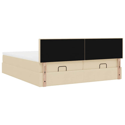 vidaXL Ottoman-Bett mit Matratzen Creme 160x200 cm Stoff