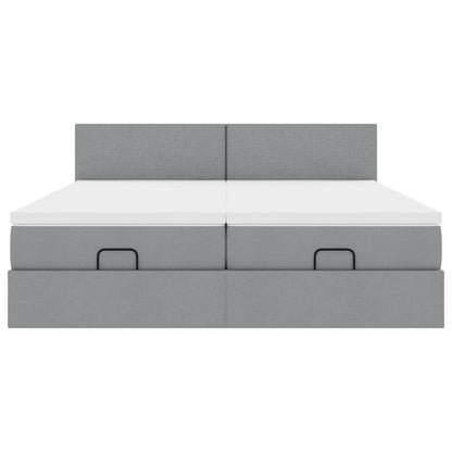 Ottoman-Bett mit Matratzen Hellgrau 180x200 cm Stoff