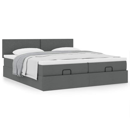 vidaXL Ottoman-Bett mit Matratzen Dunkelgrau 180x200 cm Stoff