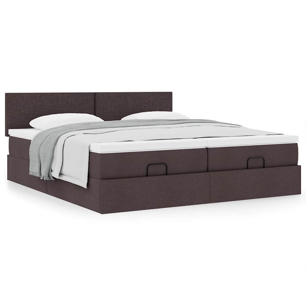 vidaXL Lit ottoman avec matelas Marron foncé 180x200 cm Tissu