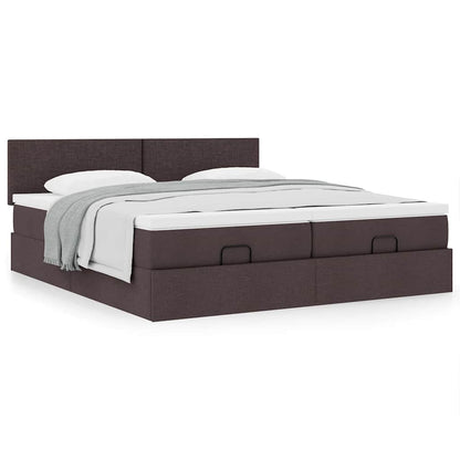 vidaXL Lit ottoman avec matelas Marron foncé 180x200 cm Tissu