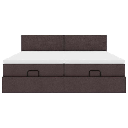 Ottoman-Bett mit Matratzen Dunkelbraun 180x200 cm Stoff