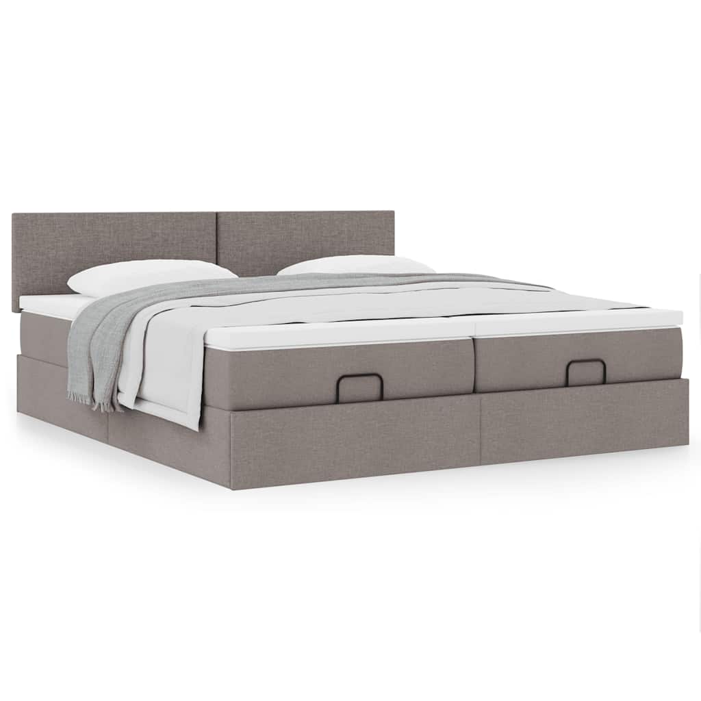 vidaXL Ottoman-Bett mit Matratzen Taupe 180x200 cm Stoff