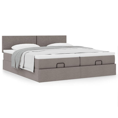 vidaXL Ottoman-Bett mit Matratzen Taupe 180x200 cm Stoff