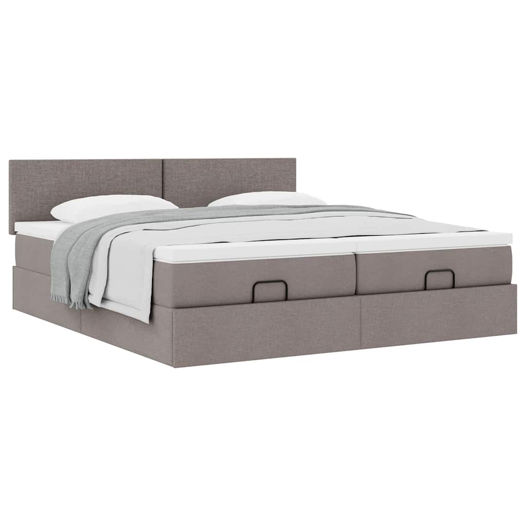 vidaXL Ottoman-Bett mit Matratzen Taupe 180x200 cm Stoff