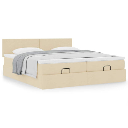 vidaXL Ottoman-Bett mit Matratzen Creme 180x200 cm Stoff