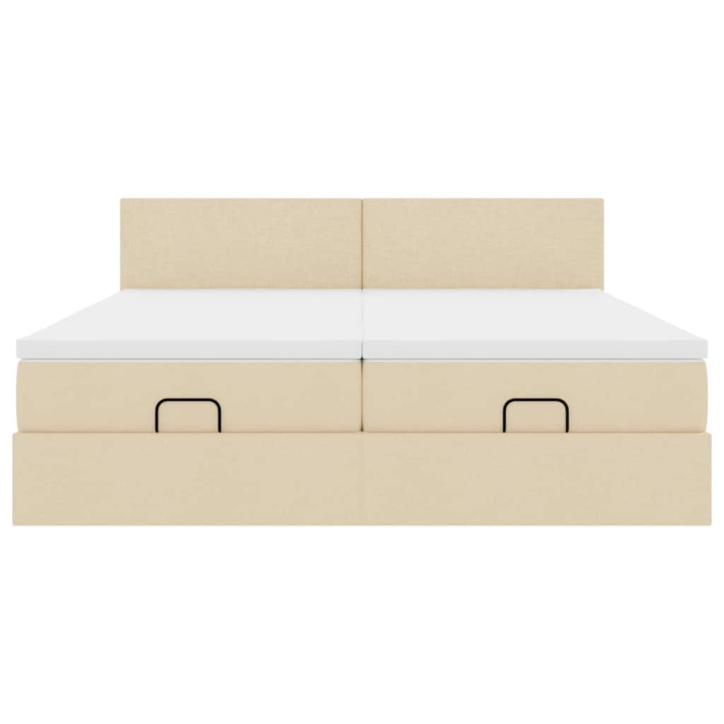 vidaXL Ottoman-Bett mit Matratzen Creme 180x200 cm Stoff