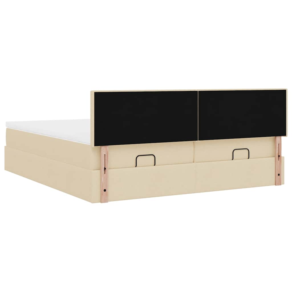 vidaXL Ottoman-Bett mit Matratzen Creme 180x200 cm Stoff
