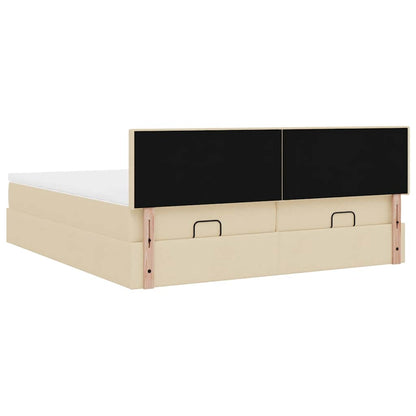 vidaXL Ottoman-Bett mit Matratzen Creme 180x200 cm Stoff
