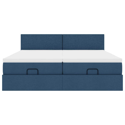 Ottoman-Bett mit Matratzen Blau 180x200 cm Stoff