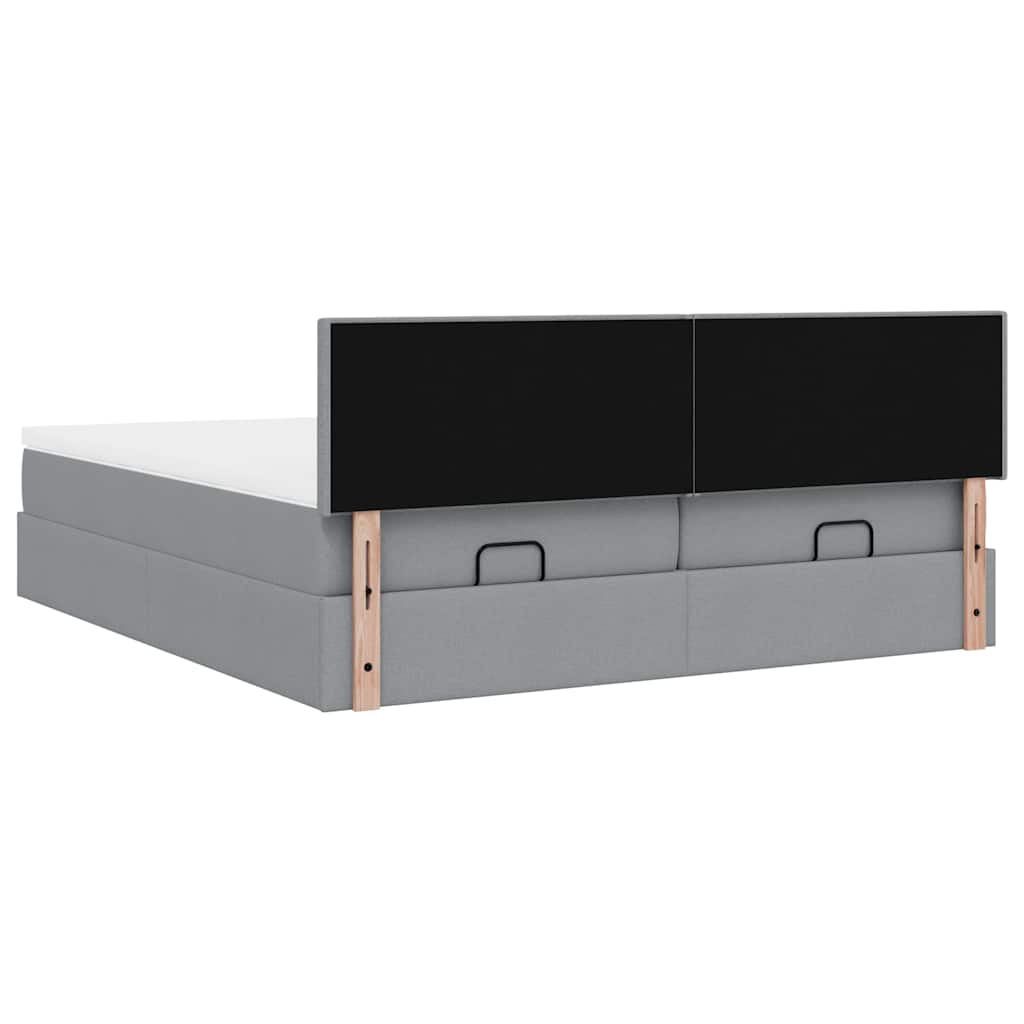 vidaXL Ottoman-Bett mit Matratzen Hellgrau 200x200 cm Stoff