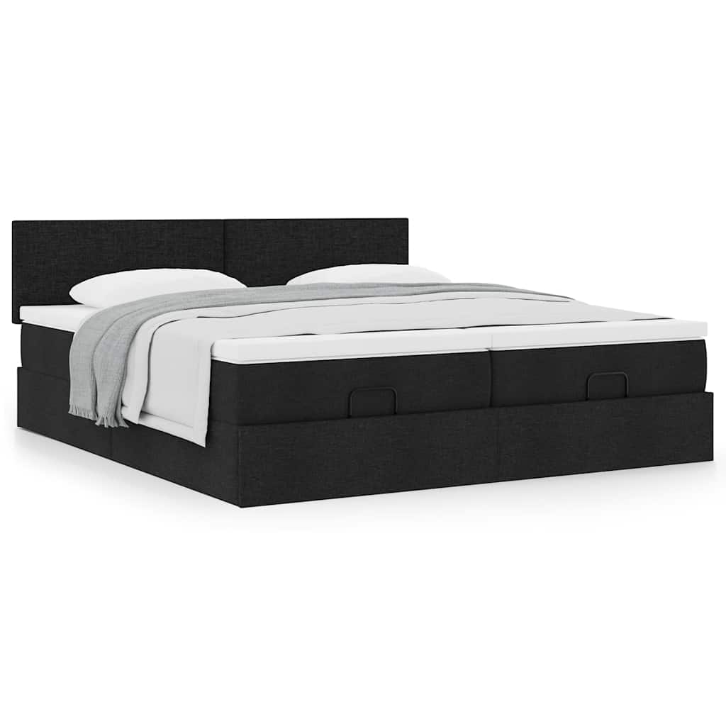 vidaXL Ottoman-Bett mit Matratzen Schwarz 200x200 cm Stoff