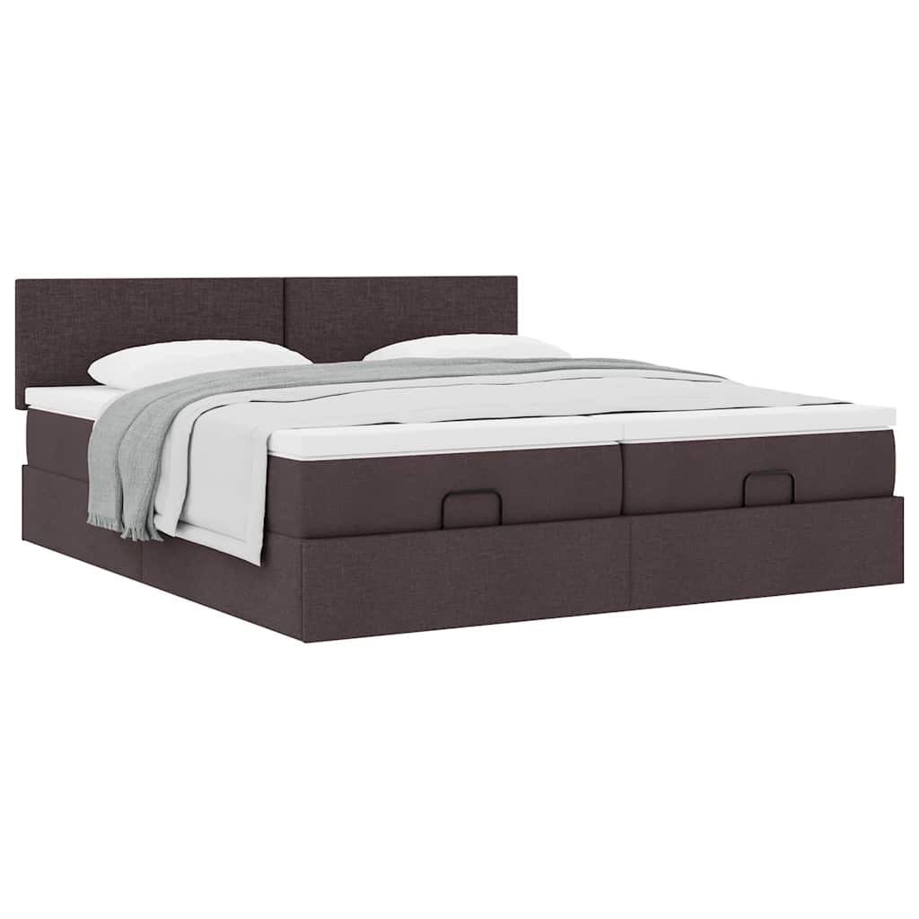 vidaXL Ottoman-Bett mit Matratzen Dunkelbraun 200x200 cm Stoff