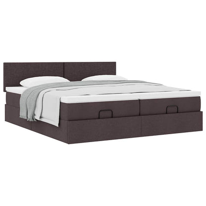 vidaXL Ottoman-Bett mit Matratzen Dunkelbraun 200x200 cm Stoff