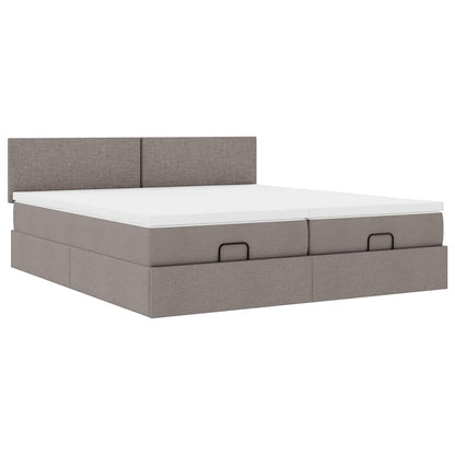vidaXL Ottoman-Bett mit Matratzen Taupe 200x200 cm Stoff