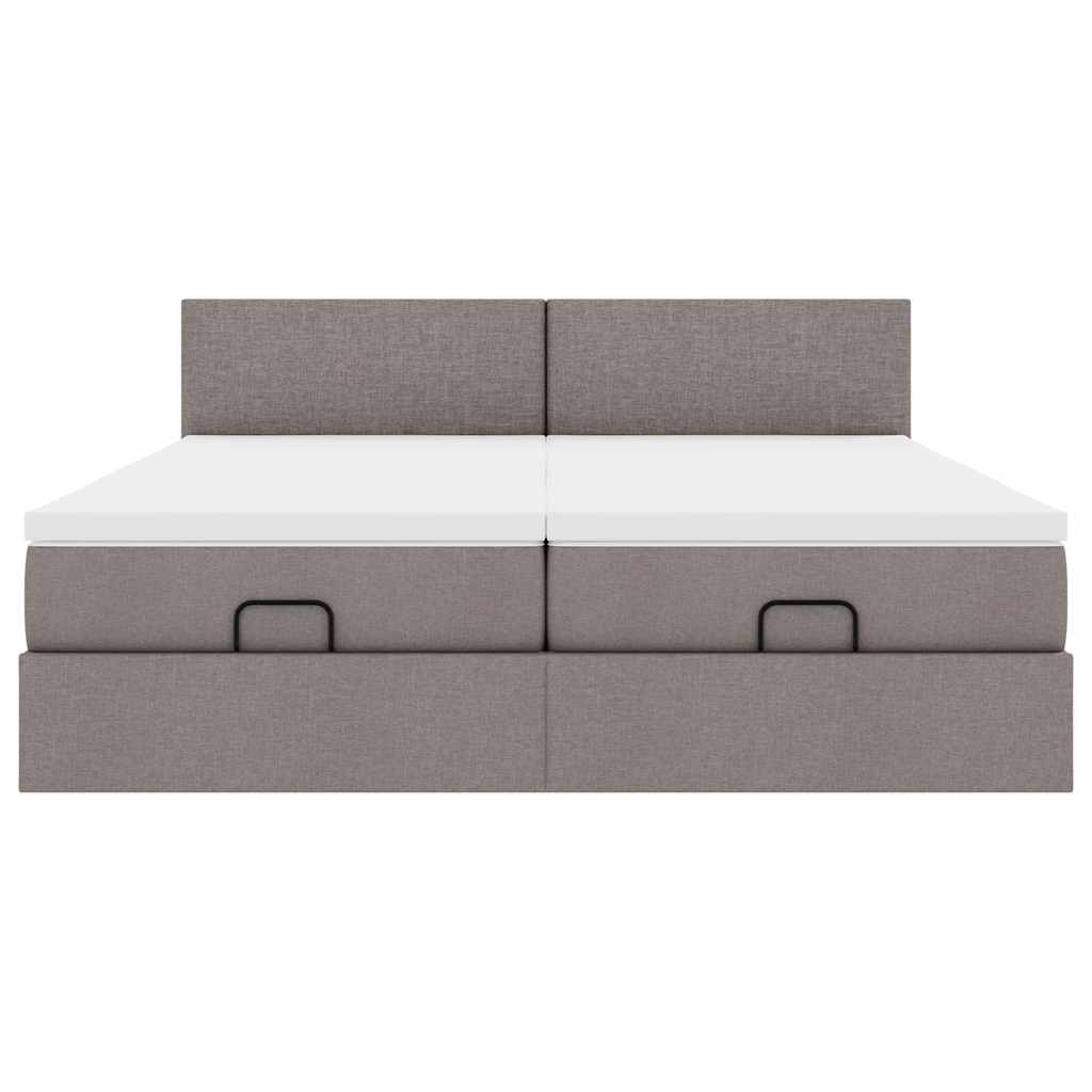 vidaXL Ottoman-Bett mit Matratzen Taupe 200x200 cm Stoff