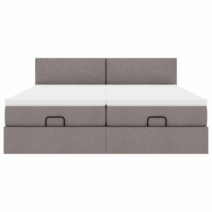 vidaXL Ottoman-Bett mit Matratzen Taupe 200x200 cm Stoff