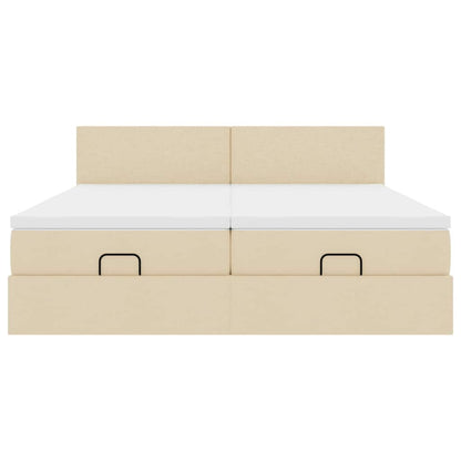 Ottoman-Bett mit Matratzen Creme 200x200 cm Stoff