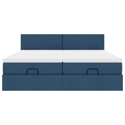 vidaXL Ottoman-Bett mit Matratzen Blau 200x200 cm Stoff