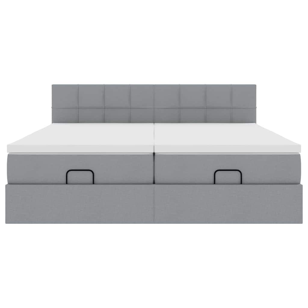 vidaXL Ottoman-Bett mit Matratzen Hellgrau 160x200 cm Stoff