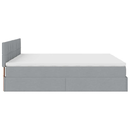 vidaXL Ottoman-Bett mit Matratzen Hellgrau 160x200 cm Stoff