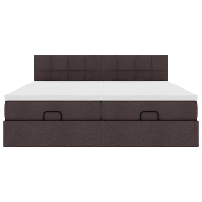 Ottoman-Bett mit Matratzen Dunkelbraun 160x200 cm Stoff
