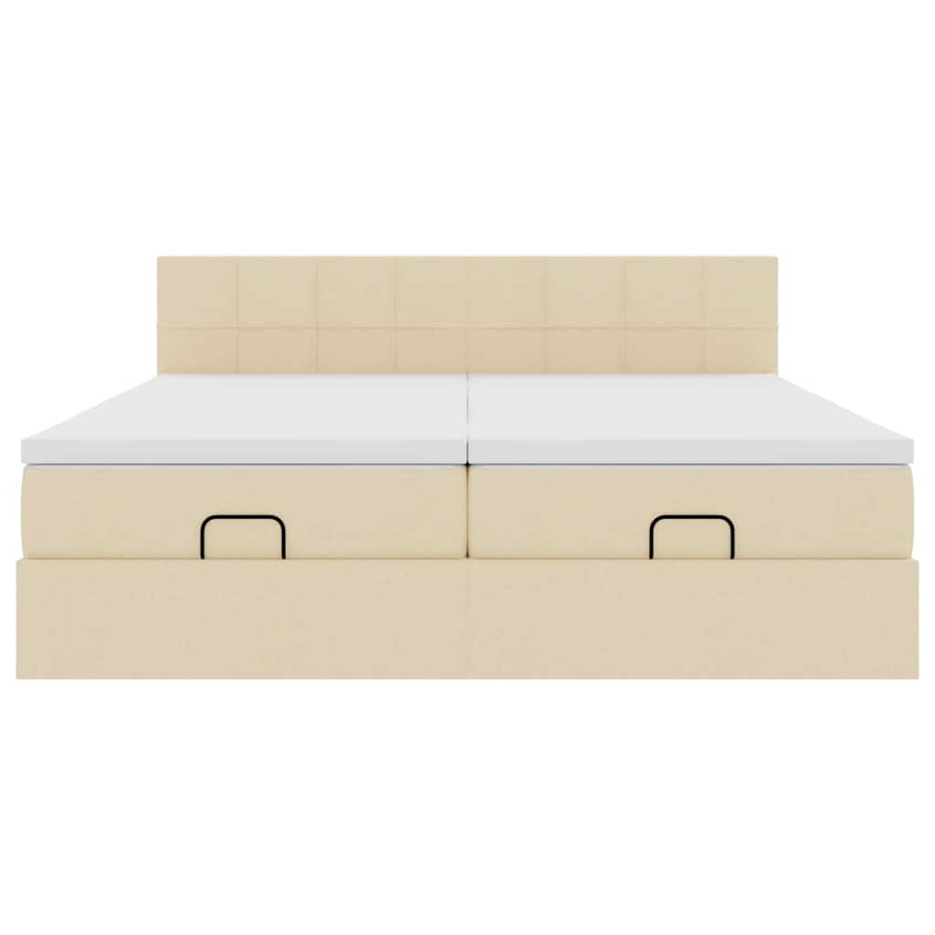 vidaXL Ottoman-Bett mit Matratzen Creme 160x200 cm Stoff