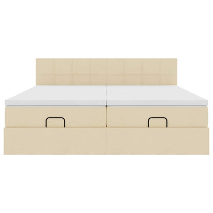 vidaXL Ottoman-Bett mit Matratzen Creme 160x200 cm Stoff