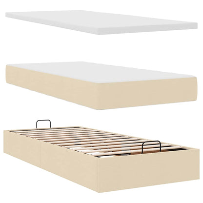 vidaXL Ottoman-Bett mit Matratzen Creme 160x200 cm Stoff