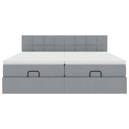 Ottoman-Bett mit Matratzen Hellgrau 180x200 cm Stoff