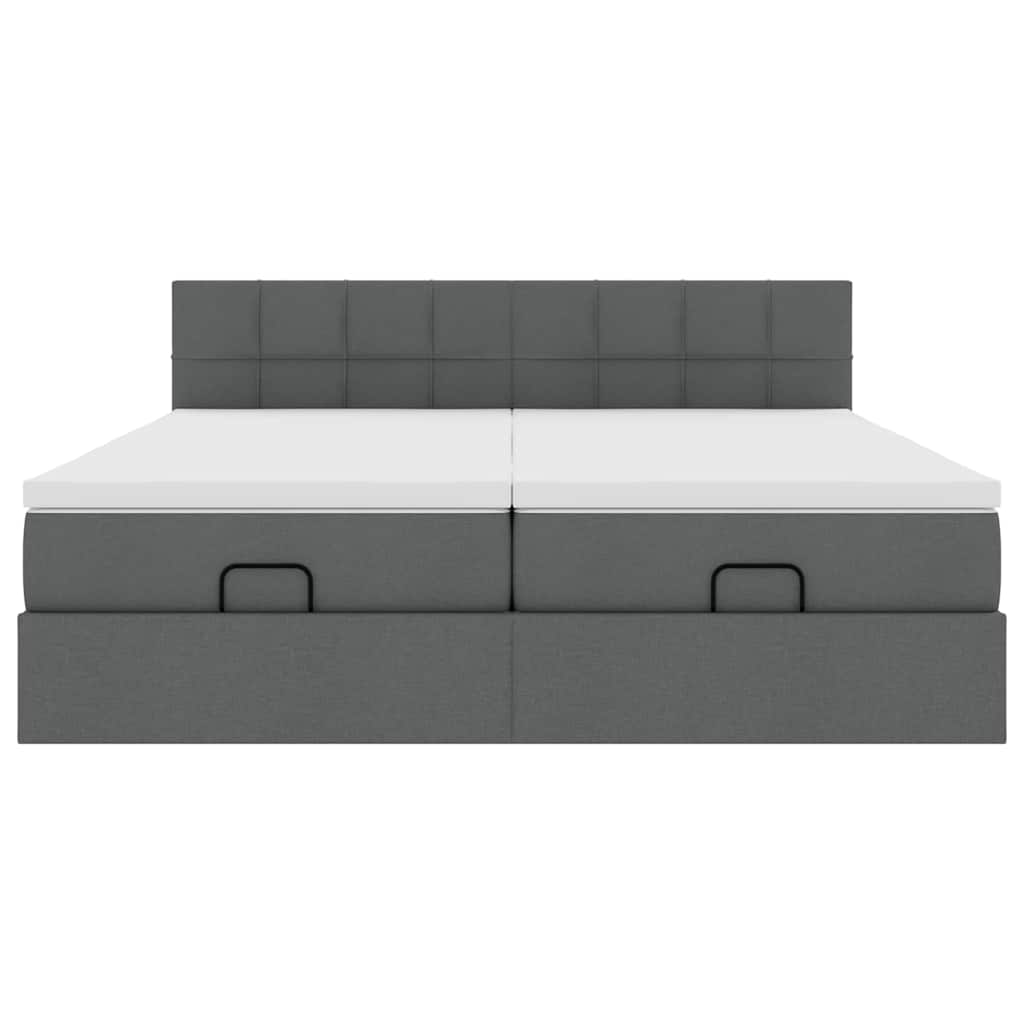 Ottoman-Bett mit Matratzen Dunkelgrau 180x200 cm Stoff