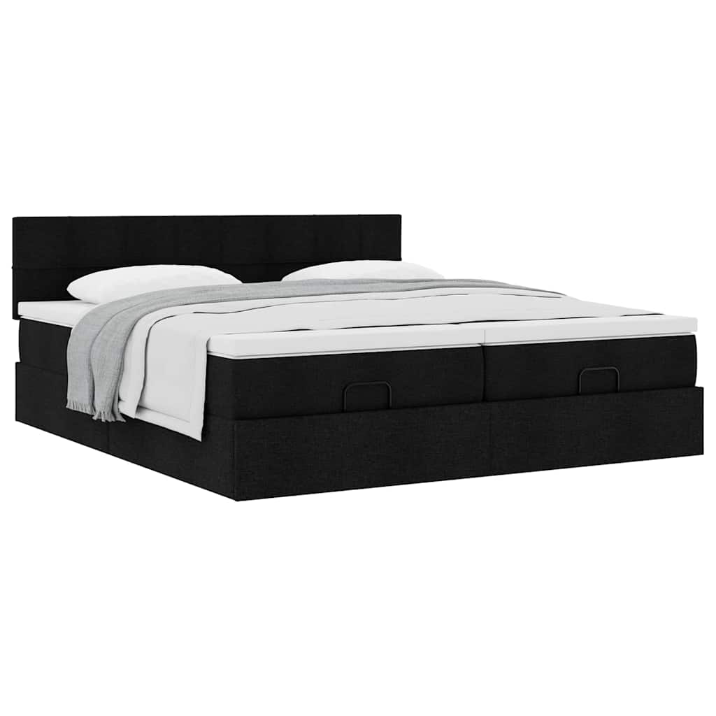 vidaXL Ottoman-Bett mit Matratzen Schwarz 180x200 cm Stoff