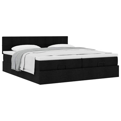 vidaXL Ottoman-Bett mit Matratzen Schwarz 180x200 cm Stoff