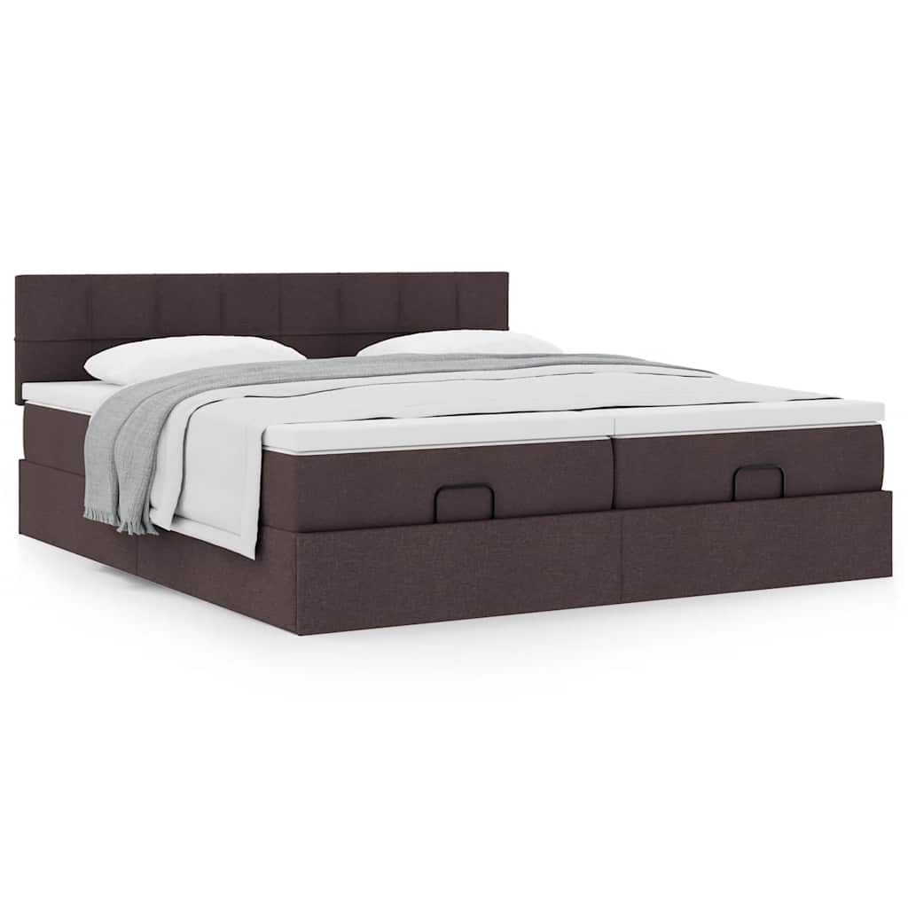 vidaXL Ottoman-Bett mit Matratzen Dunkelbraun 180x200 cm Stoff