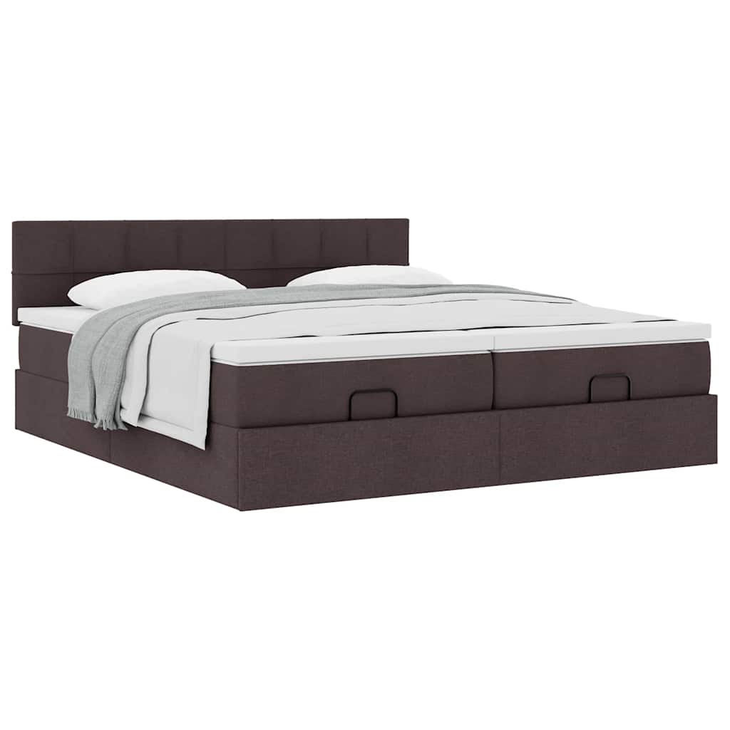 vidaXL Ottoman-Bett mit Matratzen Dunkelbraun 180x200 cm Stoff
