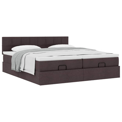 vidaXL Ottoman-Bett mit Matratzen Dunkelbraun 180x200 cm Stoff