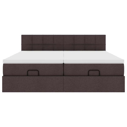 vidaXL Ottoman-Bett mit Matratzen Dunkelbraun 180x200 cm Stoff