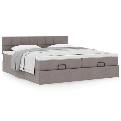 vidaXL Ottoman-Bett mit Matratzen Taupe 180x200 cm Stoff