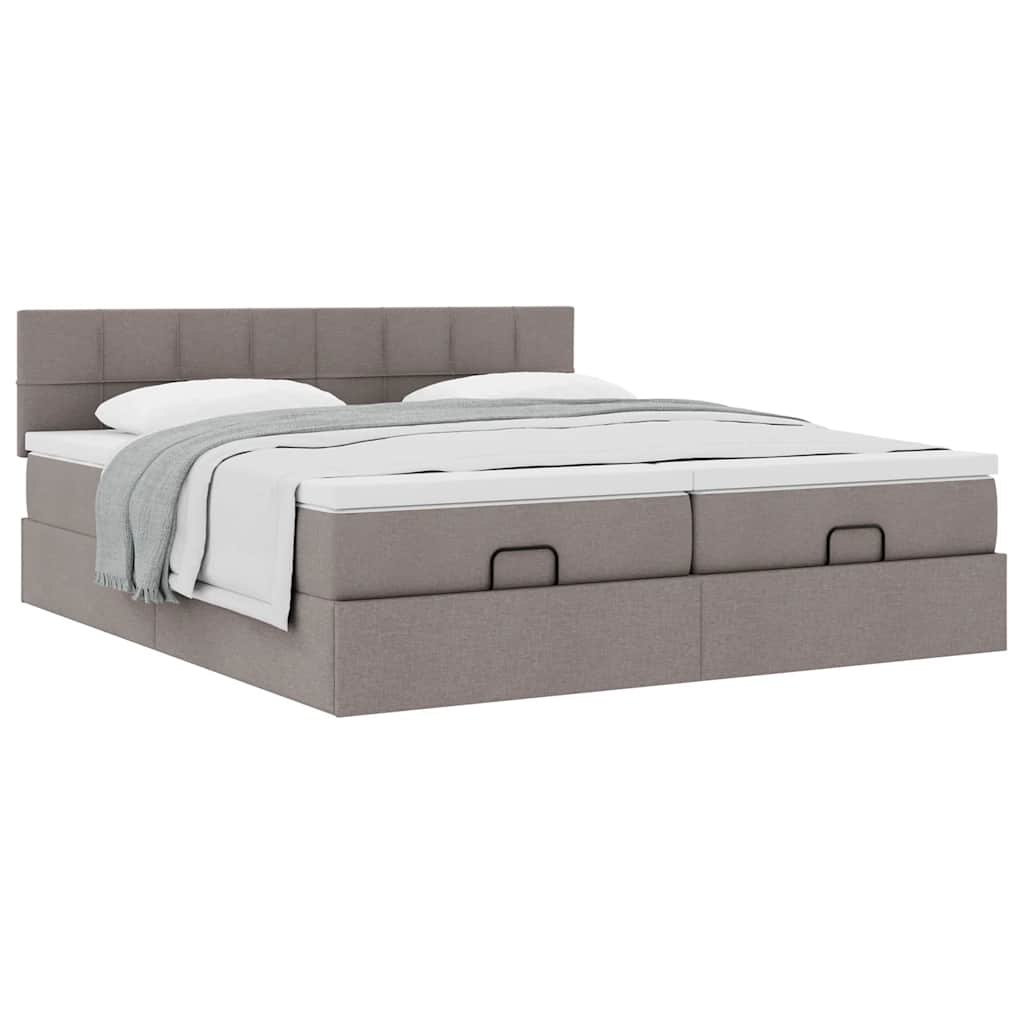 vidaXL Ottoman-Bett mit Matratzen Taupe 180x200 cm Stoff