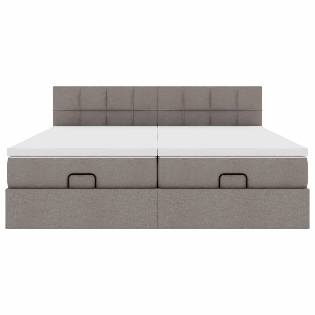 vidaXL Ottoman-Bett mit Matratzen Taupe 180x200 cm Stoff