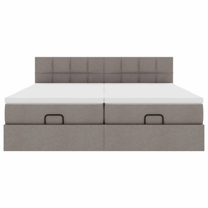 vidaXL Ottoman-Bett mit Matratzen Taupe 180x200 cm Stoff