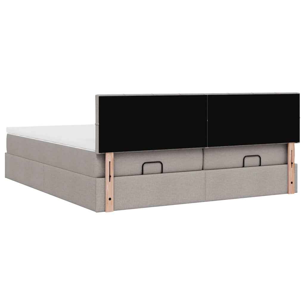 vidaXL Ottoman-Bett mit Matratzen Taupe 180x200 cm Stoff