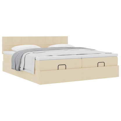 vidaXL Ottoman-Bett mit Matratzen Creme 180x200 cm Stoff